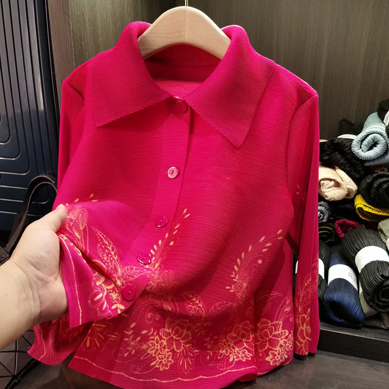Miyake Pleated Shirt Lapel Printed Jacket Blouse 2025 Spring New Loose Large Size Pleated Long-sleeved Single-breasted Cardigan
Miyake Pleated Shirt Lapel Printed Jacket Blouse 2025 Spring New Loose Large Size Pleated Long-sleeved Single-breasted Cardigan