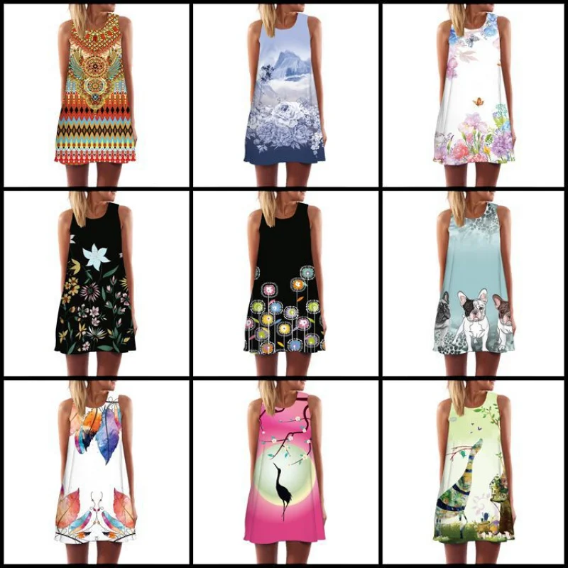 2019 European American Summer New Retro Digital Printed round Neck Hot Sale off-Shoulder Mid-Length Vest Dress
2019 European American Summer New Retro Digital Printed round Neck Hot Sale off-Shoulder Mid-Length Vest Dress