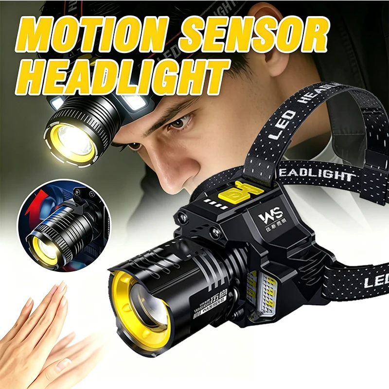 1PC Powerful LED Headlamp Motion Sensor Headlight 18650 Rechargeable COB Head Flashlights High Power Head Lamp Fishing Headlight
1PC Powerful LED Headlamp Motion Sensor Headlight 18650 Rechargeable COB Head Flashlights High Power Head Lamp Fishing Headlight