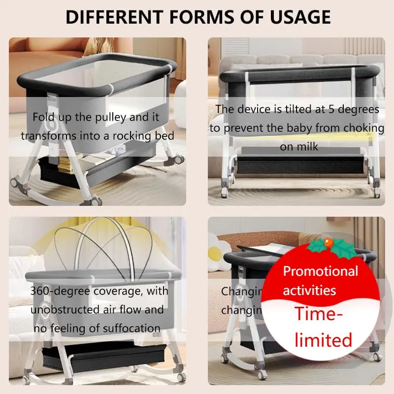 Baby Bassinet,3 in 1 Baby Bassinets Bedside Sleeper with Wheels and Mosquito Net,Bedside Bassinet for Baby with Comfy Mattress,
Baby Bassinet,3 in 1 Baby Bassinets Bedside Sleeper with Wheels and Mosquito Net,Bedside Bassinet for Baby with Comfy Mattress,
