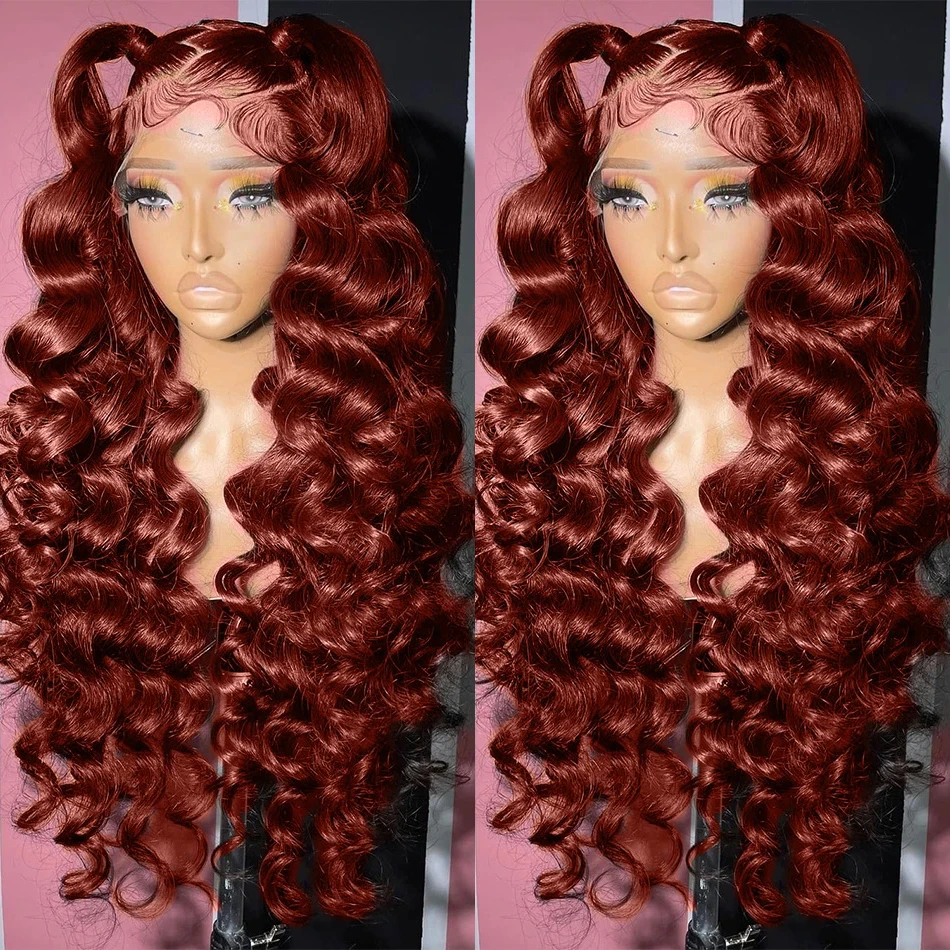 Reddish Brown Loose Deep Wave 13x4 Lace Frontal Wig Human Hair Brazilian Dark Red Colored Water Curly Lace Front Wig For Women
Reddish Brown Loose Deep Wave 13x4 Lace Frontal Wig Human Hair Brazilian Dark Red Colored Water Curly Lace Front Wig For Women
