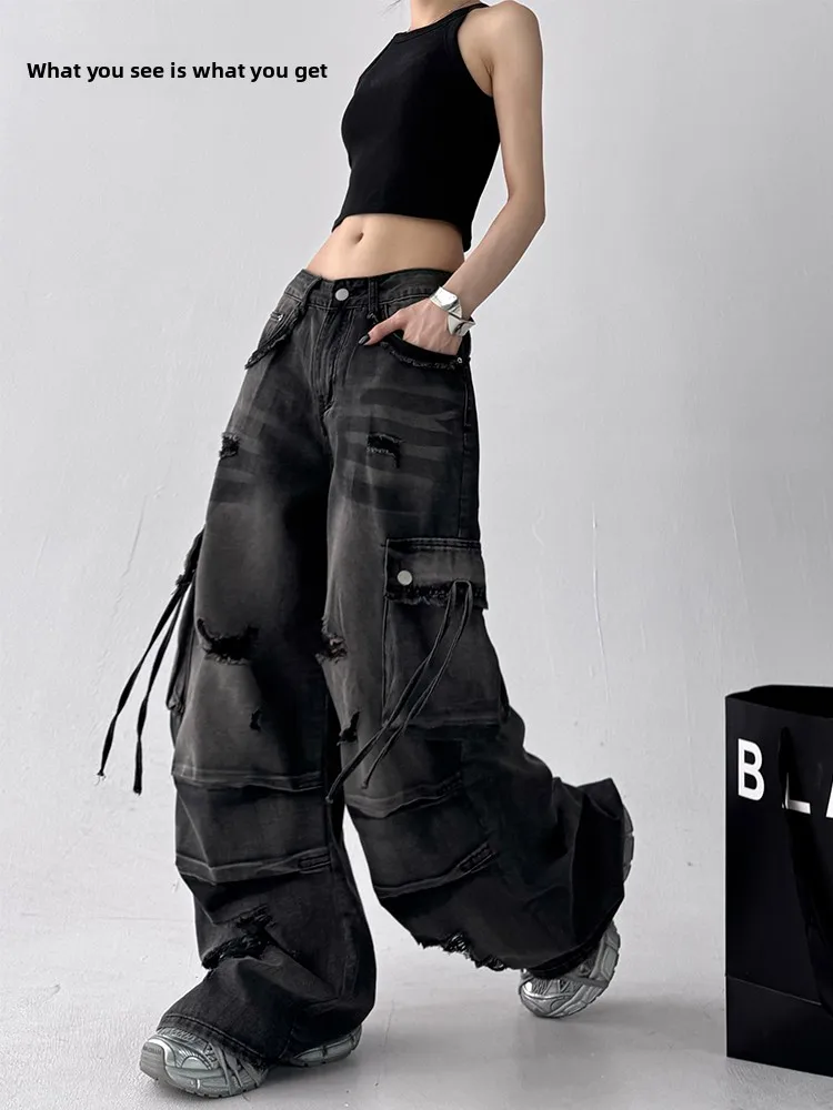 Black Hole Ripped Denim Work Pants Women's Summer New High Waist Loose Slim Straight Casual Wide Leg Pants
Black Hole Ripped Denim Work Pants Women's Summer New High Waist Loose Slim Straight Casual Wide Leg Pants