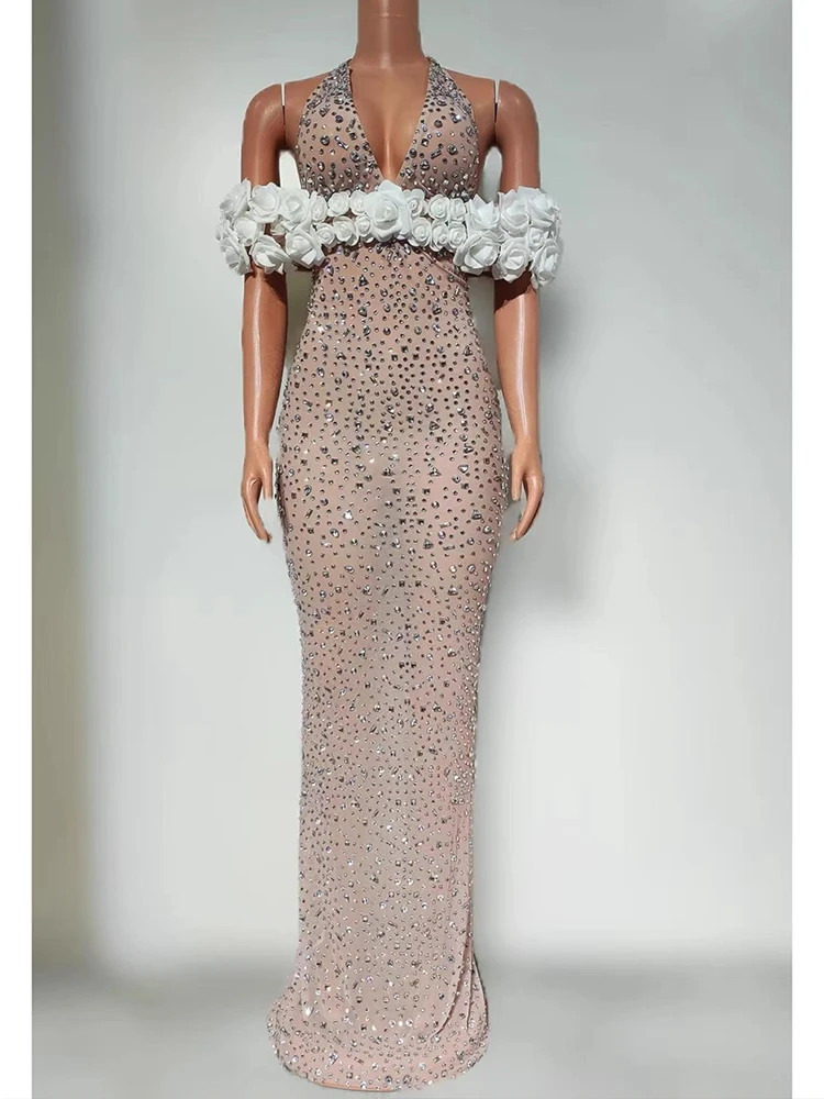 High Quality Rhinestone Rose Sexy Neck Hanging Dress 2025 New Fashion Custom Women'S Clothing
High Quality Rhinestone Rose Sexy Neck Hanging Dress 2025 New Fashion Custom Women'S Clothing
