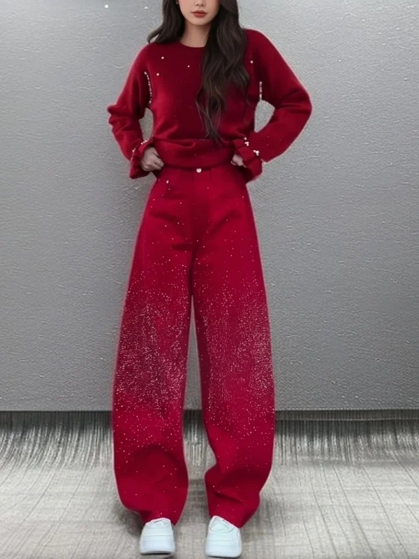 High Waist Wide Leg Pants Knife Denim Sparkling Rhinestones Spring Faion plus Size Casual Sle Adult Women's Jeans
High Waist Wide Leg Pants Knife Denim Sparkling Rhinestones Spring Faion plus Size Casual Sle Adult Women's Jeans