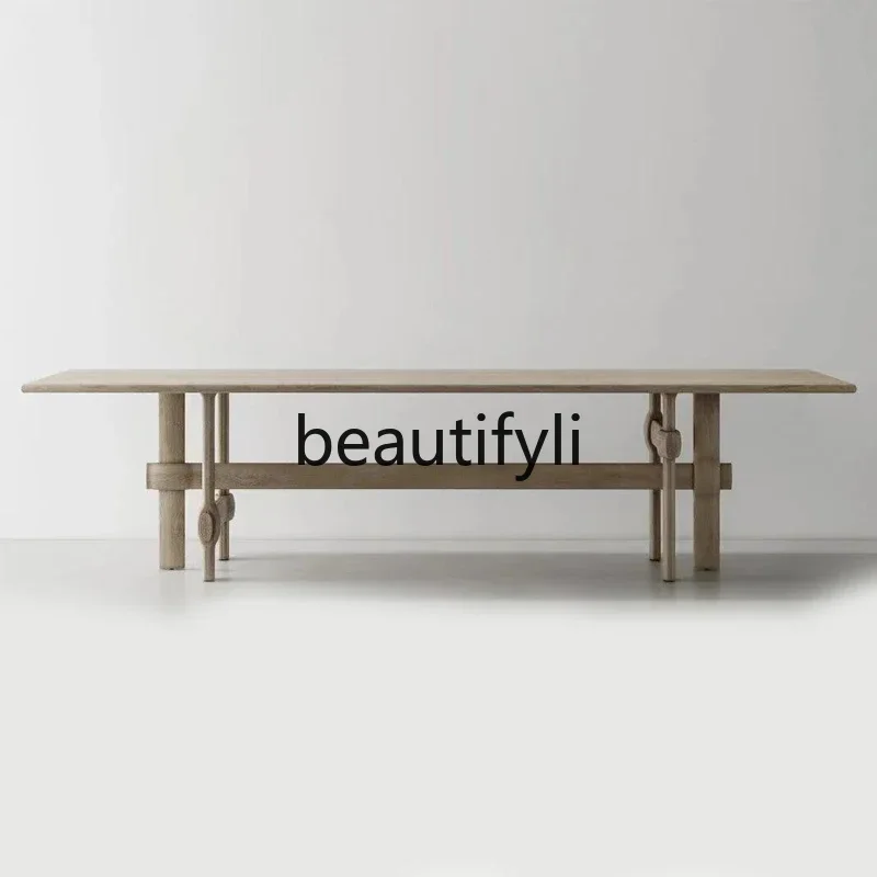 Medieval solid wood rectangular dining table designer creative desk oak conference table wabi-sabi minimalist8076
Medieval solid wood rectangular dining table designer creative desk oak conference table wabi-sabi minimalist8076