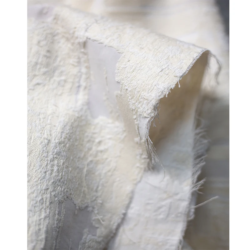 Beige Texture Fabric Secondary Reconstruction Hollow Tassel Jacquard Transparent Net Creative Decoration Stage Designer Cloth
Beige Texture Fabric Secondary Reconstruction Hollow Tassel Jacquard Transparent Net Creative Decoration Stage Designer Cloth