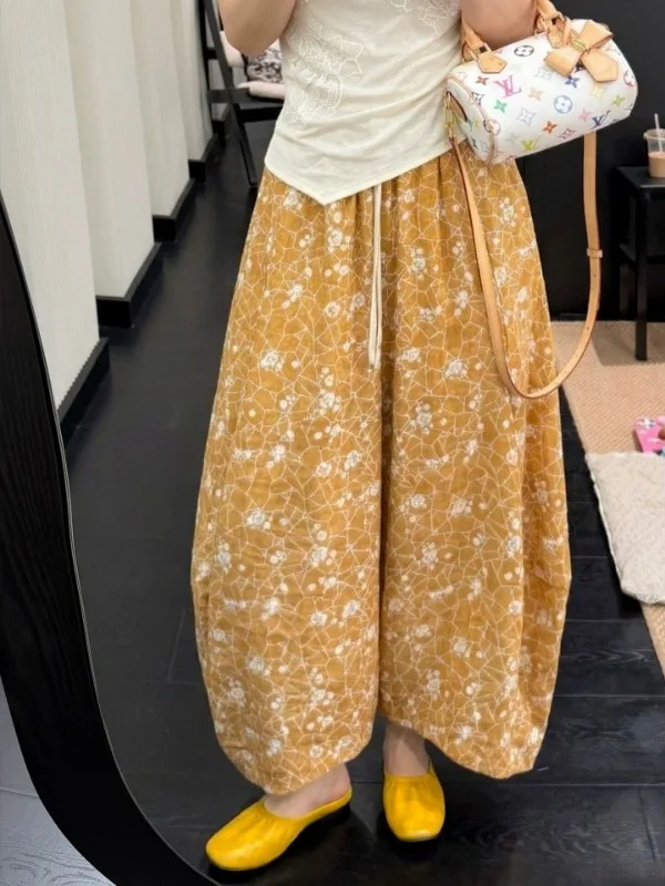 Summer Yellow Print Vacation Knife Pants High Waist Loose Slimming Casual Trousers for plus Size Women
Summer Yellow Print Vacation Knife Pants High Waist Loose Slimming Casual Trousers for plus Size Women