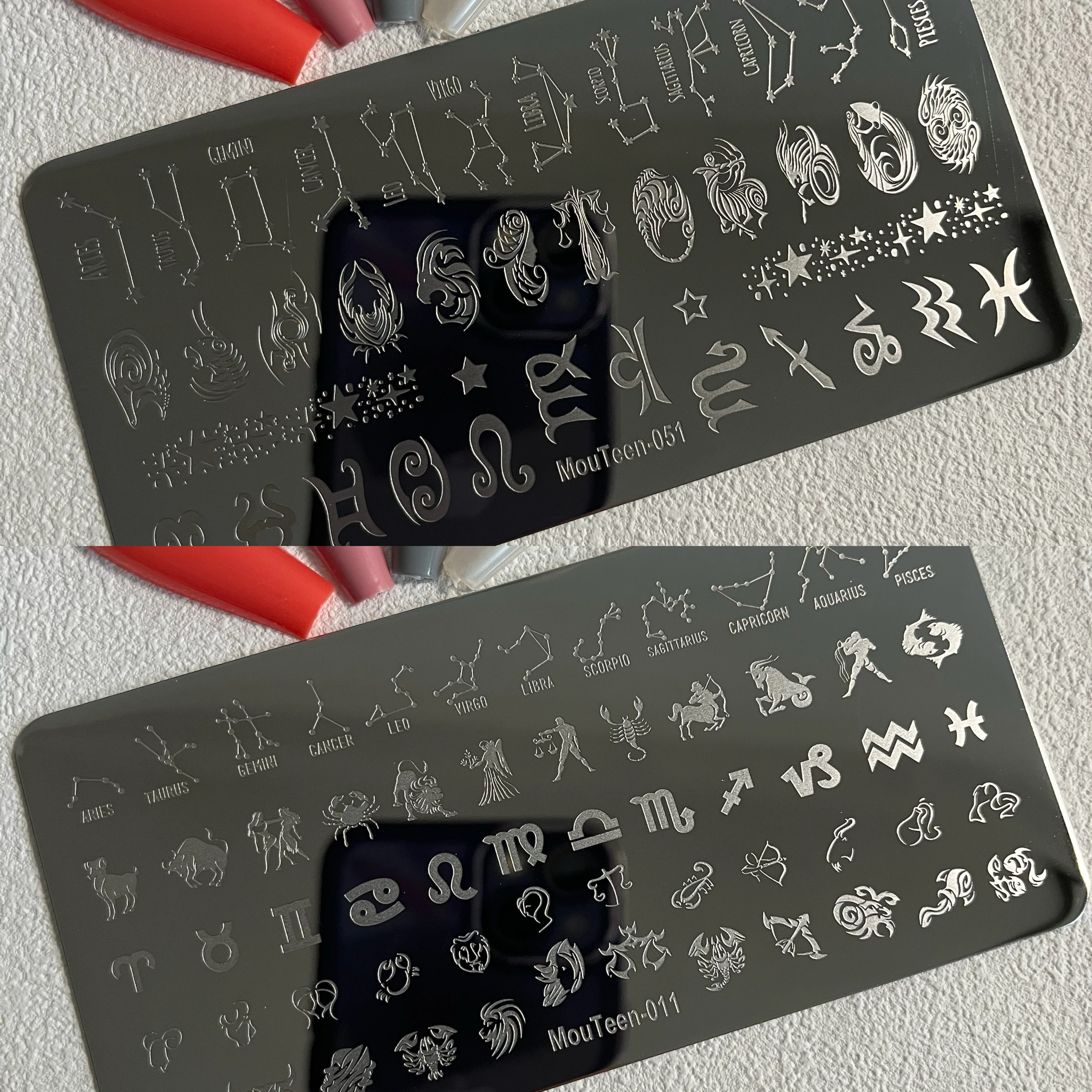 2Pcs/Set MouTeen011/051 Constellation Theme Nail Stamping Plates 12 Star Sign Symbol Horoscope Design Nail Art Transfer Plate
2Pcs/Set MouTeen011/051 Constellation Theme Nail Stamping Plates 12 Star Sign Symbol Horoscope Design Nail Art Transfer Plate