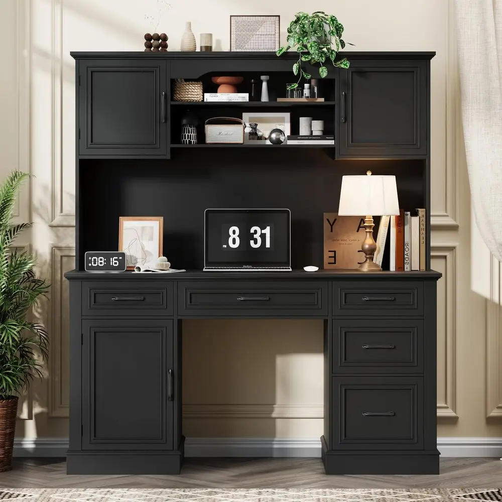 H Farmhouse Executive Desk with Hutch.Wood Workstation with 5 Drawers,Storage Cabinet,File Drawers and Charging Station, Ideal
H Farmhouse Executive Desk with Hutch.Wood Workstation with 5 Drawers,Storage Cabinet,File Drawers and Charging Station, Ideal