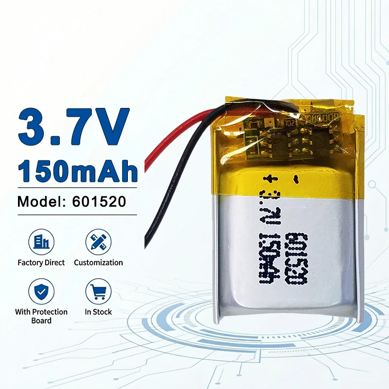 601520 3.7V 150mAh High Safety Lithium Polymer Battery for Bluetooth Headset Small Toys Portable Devices 601525 601530 601550
601520 3.7V 150mAh High Safety Lithium Polymer Battery for Bluetooth Headset Small Toys Portable Devices 601525 601530 601550