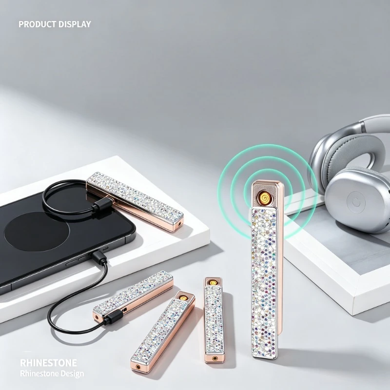 Sparkling Diamond Inlaid Rechargeable Lighter, Mini Portable Flameless Design, Elegant Stylish Accessory, Gadget for Daily Use
Sparkling Diamond Inlaid Rechargeable Lighter, Mini Portable Flameless Design, Elegant Stylish Accessory, Gadget for Daily Use