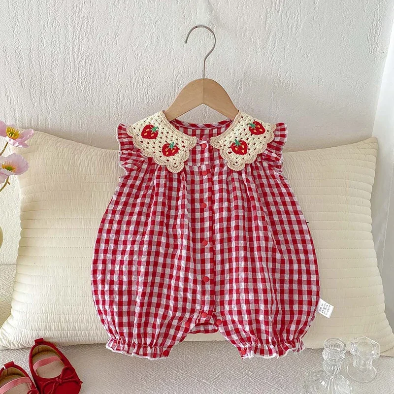 2026 New Summer Newborn Baby Girl Romper Sleeveless Cotton Grid Splicing Toddler Baby Girls Jumpsuit 0-24M Baby Girl Clothing
2026 New Summer Newborn Baby Girl Romper Sleeveless Cotton Grid Splicing Toddler Baby Girls Jumpsuit 0-24M Baby Girl Clothing
