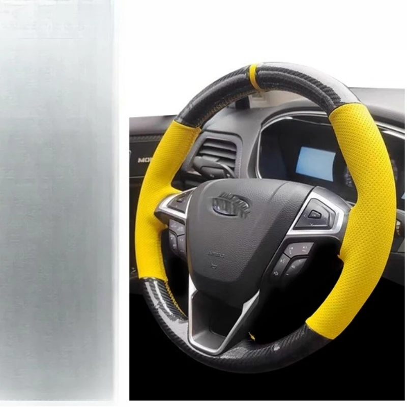 Сшитый вручную нескользящий чехол на руль из натуральной кожи для Ford Mondeo Fusion 2013-2019 EDGE 2015-2019 
Сшитый вручную нескользящий чехол на руль из натуральной кожи для Ford Mondeo Fusion 2013-2019 EDGE 2015-2019