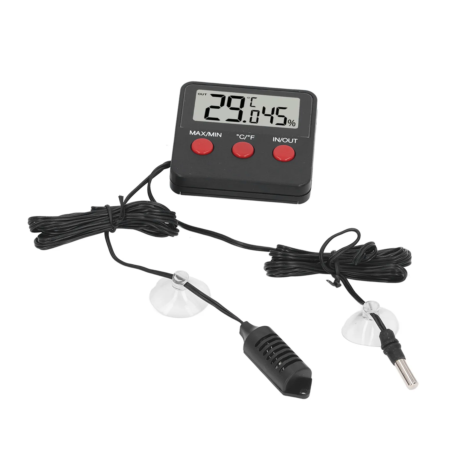 Temperature and Humidity Gauge Battery Powered 2 External Probes Digital Temperature Monitor 10-95%RH for Reptile Water
Temperature and Humidity Gauge Battery Powered 2 External Probes Digital Temperature Monitor 10-95%RH for Reptile Water
