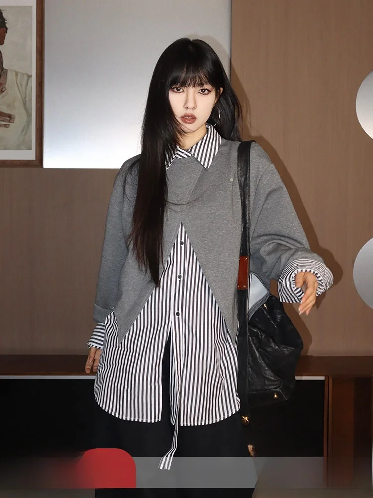 Женский комплект из двух предметов: полосатая рубашка и жакет с длинным рукавом, повседневный, весенне-осенний, из хлопка, свободного кроя, модный
Женский комплект из двух предметов: полосатая рубашка и жакет с длинным рукавом, повседневный, весенне-осенний, из хлопка, свободного кроя, модный