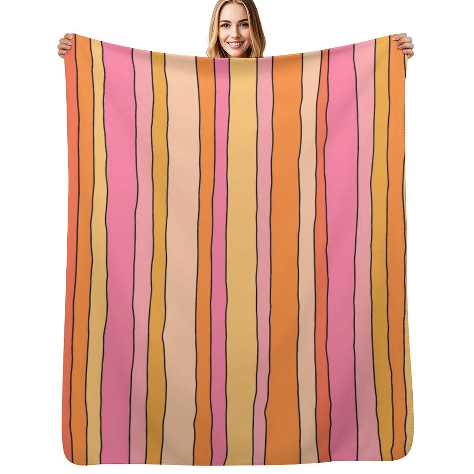 Summer Stripes Lined Vertical Stripe Pattern Pink Orange Yellow Black Throw Blanket Soft Solid Color Blanket for Couch Bed
Summer Stripes Lined Vertical Stripe Pattern Pink Orange Yellow Black Throw Blanket Soft Solid Color Blanket for Couch Bed