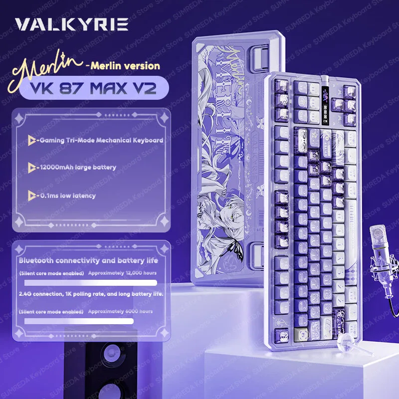 VALKYRIE VK87 Max V2 Wireless Mechanical Keyboard 8KHz RGB Hot Swap 12000mAh Bluetooth 2.4G Wired GASKET Wired Gamer keyboard
VALKYRIE VK87 Max V2 Wireless Mechanical Keyboard 8KHz RGB Hot Swap 12000mAh Bluetooth 2.4G Wired GASKET Wired Gamer keyboard