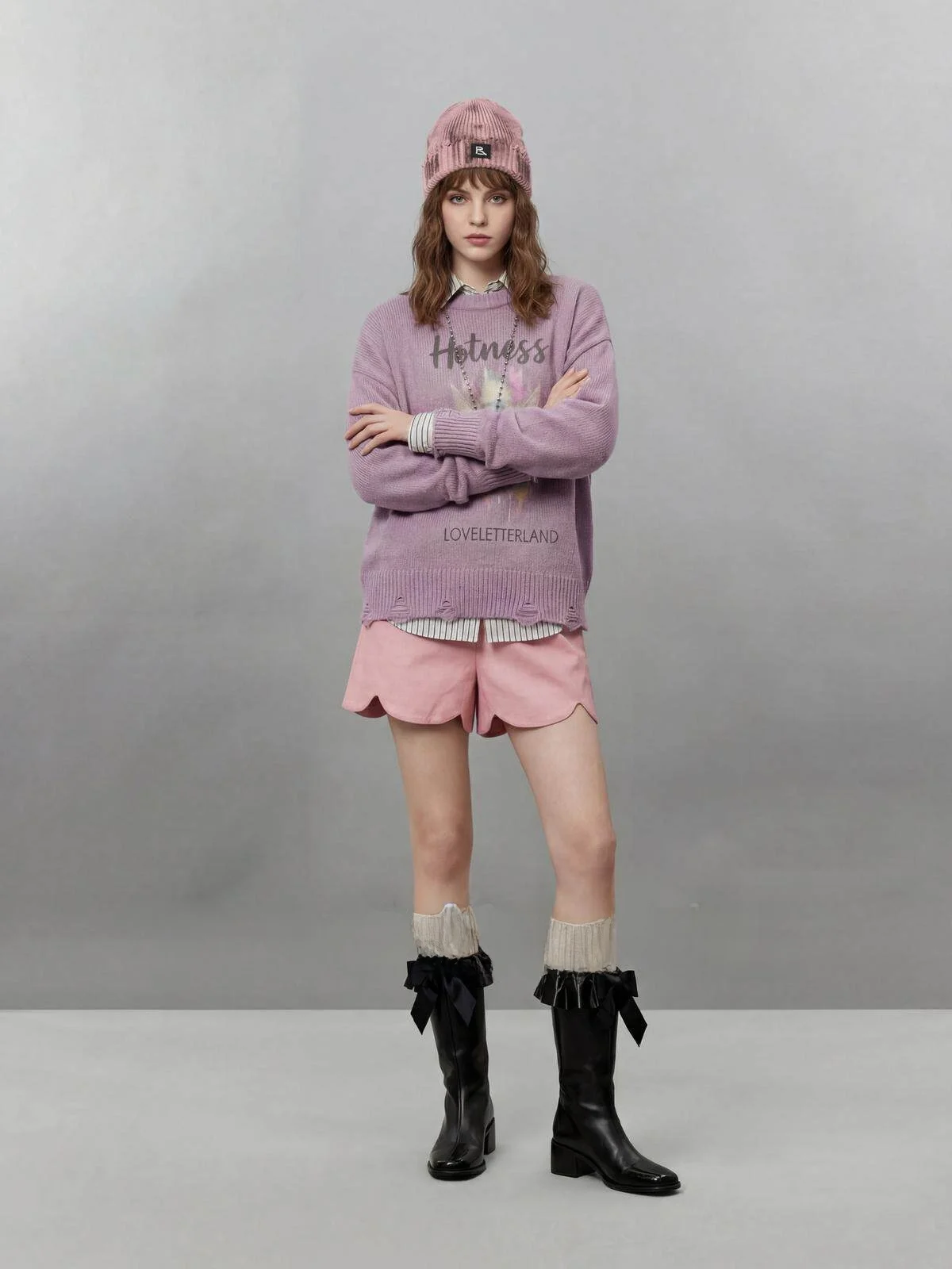 Loose Women's Purple Sweater Casual Sle Overhead Fake Two-Piece Knitted Long Sve Regular Length Spring New Arrival
Loose Women's Purple Sweater Casual Sle Overhead Fake Two-Piece Knitted Long Sve Regular Length Spring New Arrival