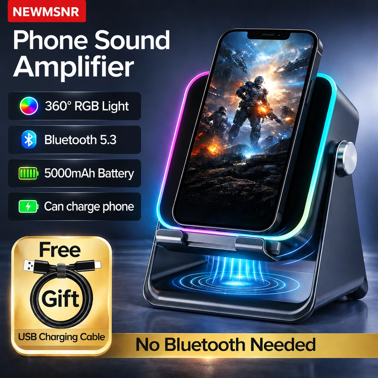 Magnetic Induction Speaker Phone Stand Wireless Bluetooth Phone Holder Amplifier Portable RGB Light 5000mAh Can Charge Cellphone
Magnetic Induction Speaker Phone Stand Wireless Bluetooth Phone Holder Amplifier Portable RGB Light 5000mAh Can Charge Cellphone