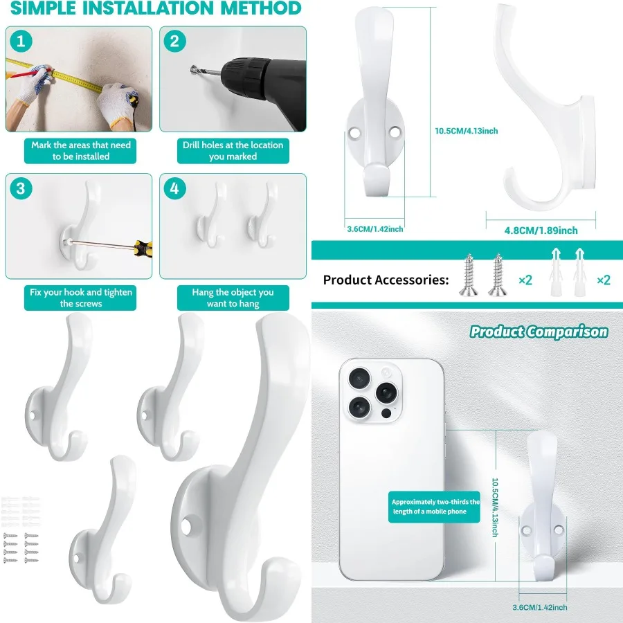 4Pack Gold Metal Wall Hooks for Heavy Duty Hanging in Coat Closet Entryway Bathroom and Bedroom ScrewInstalled Mounting Hooks f
4Pack Gold Metal Wall Hooks for Heavy Duty Hanging in Coat Closet Entryway Bathroom and Bedroom ScrewInstalled Mounting Hooks f