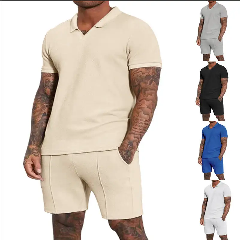 New 2023 Men's Summer V-Neck Short Sleeve T-Shirt And Shorts Two-Piece Set Style Casual Comfortable Breathable Clothing
New 2023 Men's Summer V-Neck Short Sleeve T-Shirt And Shorts Two-Piece Set Style Casual Comfortable Breathable Clothing