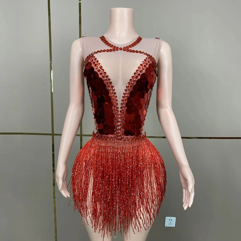 Full Diamond Sequin Tassel Red Sexy Bodysuit Nightclub Bar Dj Performance Stage Costumes Women Gogo Dancers Party Dress DN17248
Full Diamond Sequin Tassel Red Sexy Bodysuit Nightclub Bar Dj Performance Stage Costumes Women Gogo Dancers Party Dress DN17248