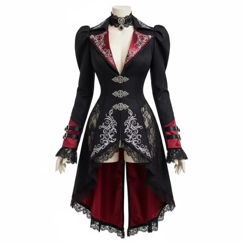 Medieval Womens Steampunk Victorian Gothic Jacket Cosplay Costume Vampire Tailcoat Lace Lace Patchwork Buttoned Trench Coat
Medieval Womens Steampunk Victorian Gothic Jacket Cosplay Costume Vampire Tailcoat Lace Lace Patchwork Buttoned Trench Coat