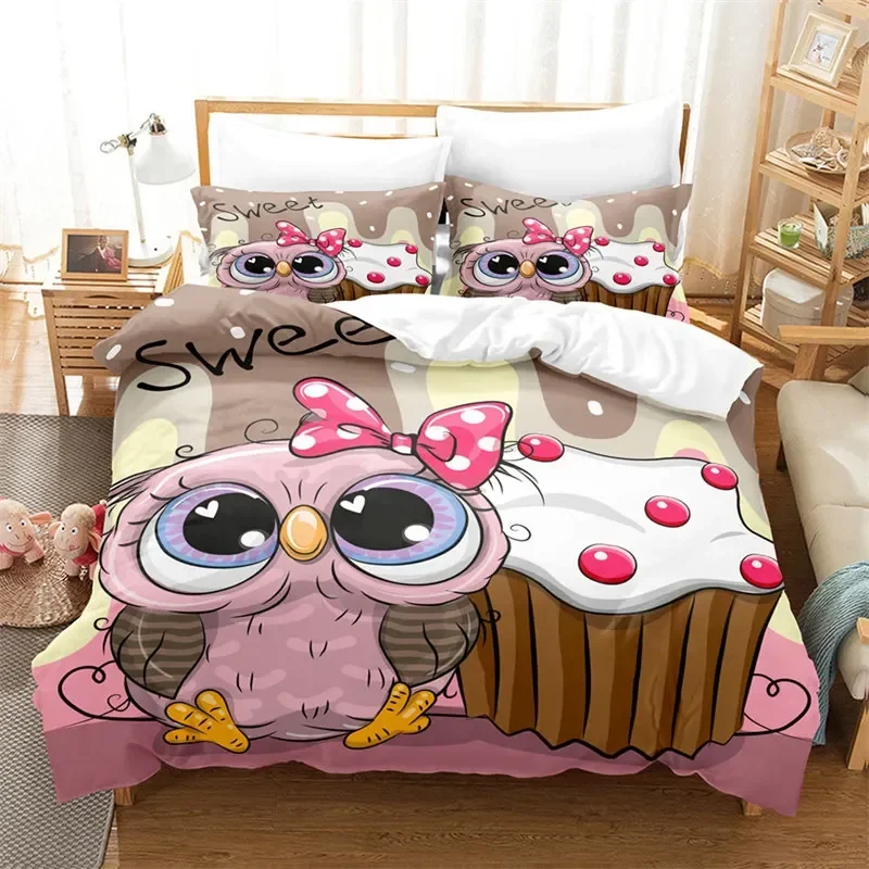 Cartoon Owl Fashion Cute Animal Comfortable Duvet Quilt Cover Pillowcase Bedding Set Children Bedroom Decoration Home Textile 
Cartoon Owl Fashion Cute Animal Comfortable Duvet Quilt Cover Pillowcase Bedding Set Children Bedroom Decoration Home Textile
