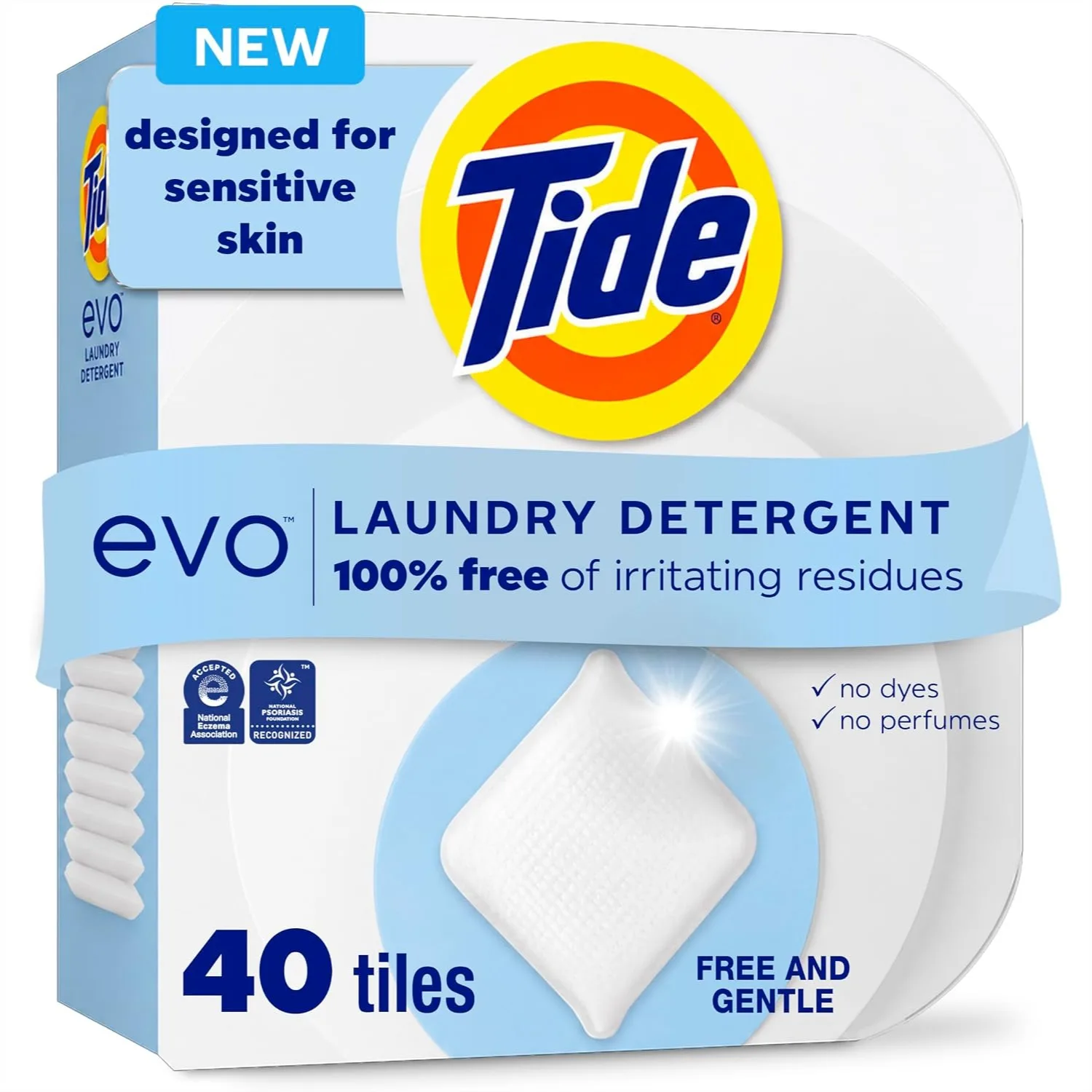 Tide evo Free & Gentle Laundry Detergent Tiles, 40 Count - Concentrated Instant Dissolve, Fights Stains Better than Leading
Tide evo Free & Gentle Laundry Detergent Tiles, 40 Count - Concentrated Instant Dissolve, Fights Stains Better than Leading