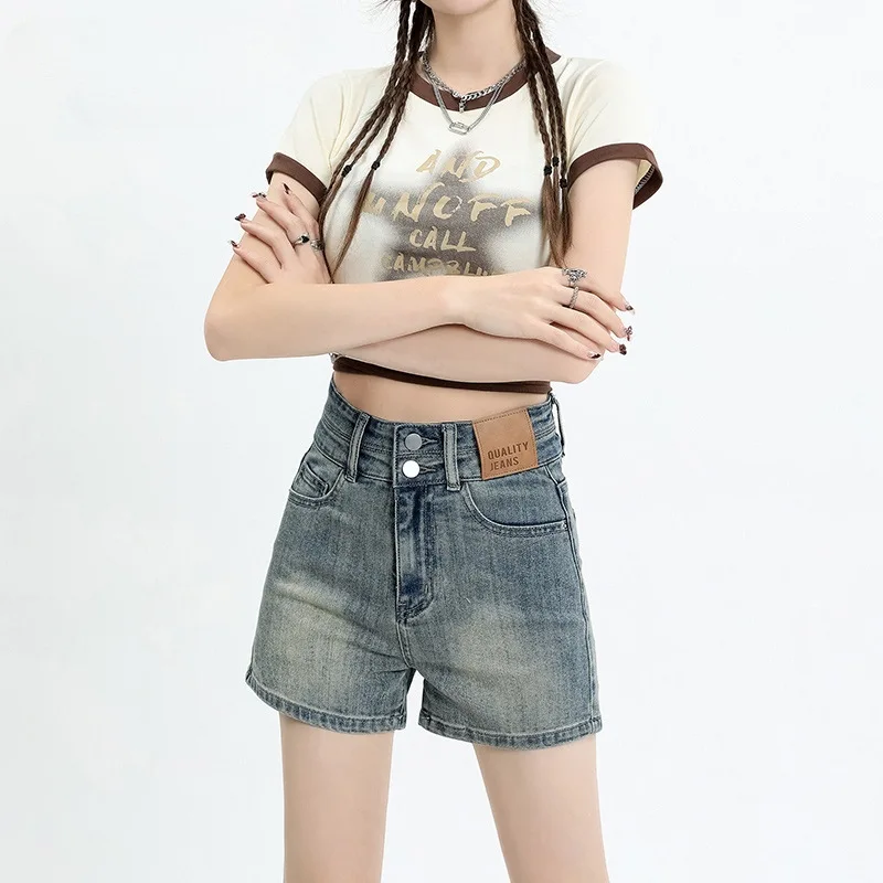 Retro Denim Shorts Women's Summer New High Waist Slimming Slim Fit Small Slimming A- line Wide-Leg Hot Pants
Retro Denim Shorts Women's Summer New High Waist Slimming Slim Fit Small Slimming A- line Wide-Leg Hot Pants