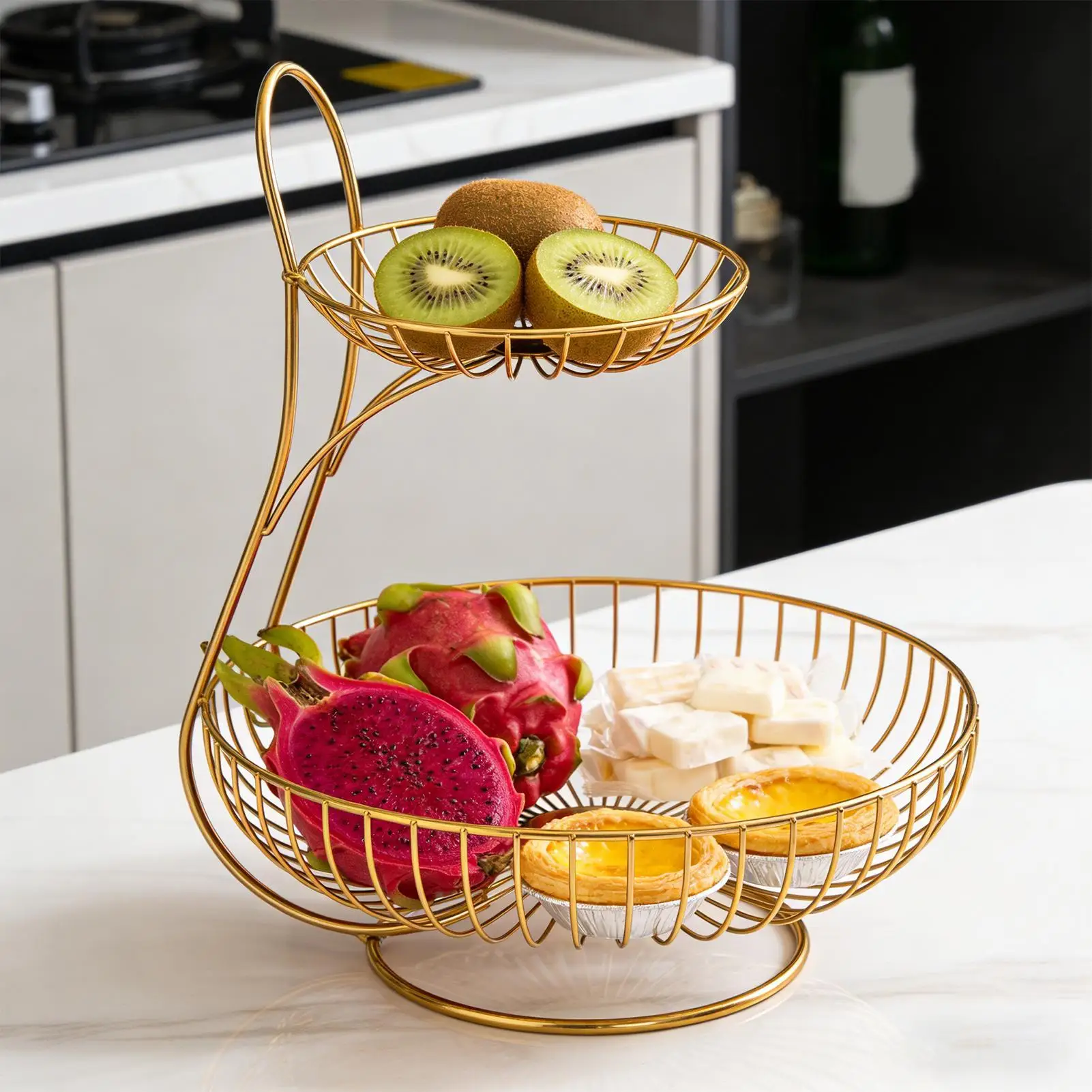 Metal Fruit Basket 2-Tier Veggies Storage Countertop Fruit Stand for Countertop Pantry Shelf Party Buffet Break Room Apartment
Metal Fruit Basket 2-Tier Veggies Storage Countertop Fruit Stand for Countertop Pantry Shelf Party Buffet Break Room Apartment