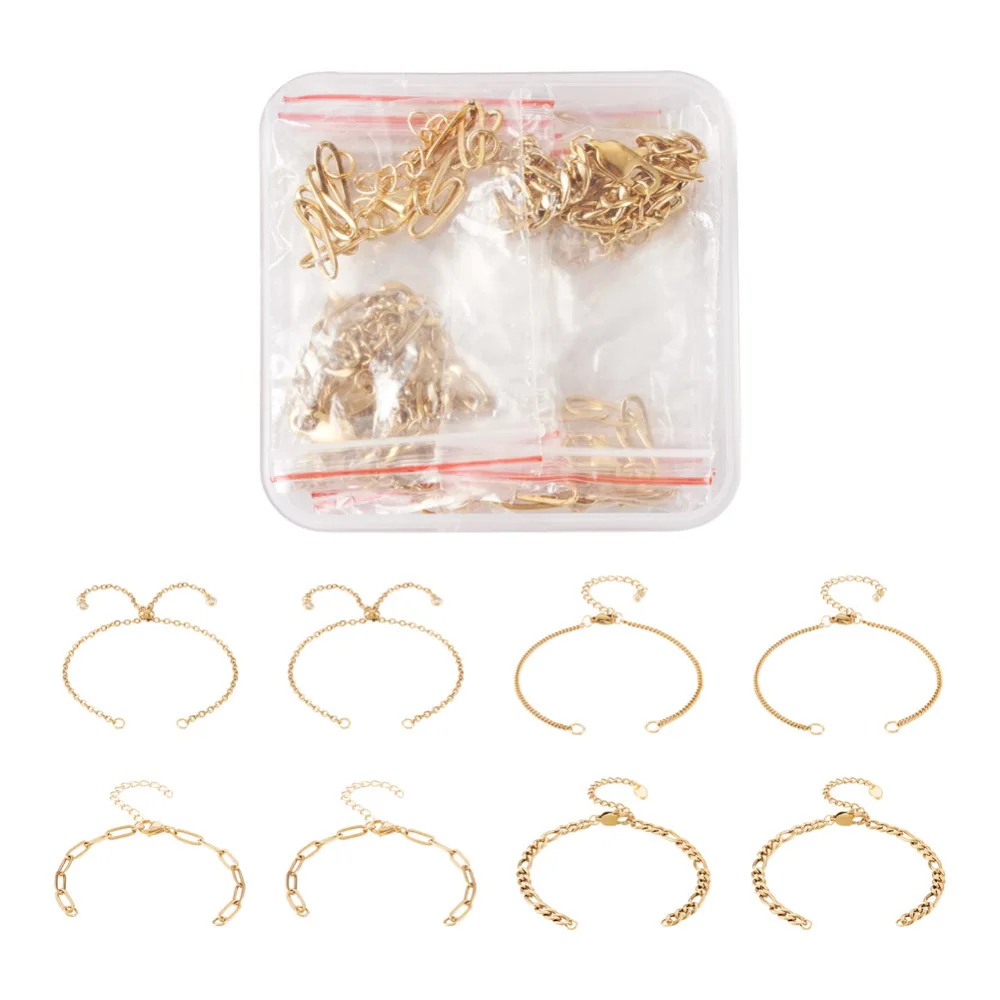 16pcs/Box 304 Stainless Steel Brass Adjustable Slider Extender Chains Link Bracelets with Rhinestone For Bracelet Jewelry Making
16pcs/Box 304 Stainless Steel Brass Adjustable Slider Extender Chains Link Bracelets with Rhinestone For Bracelet Jewelry Making