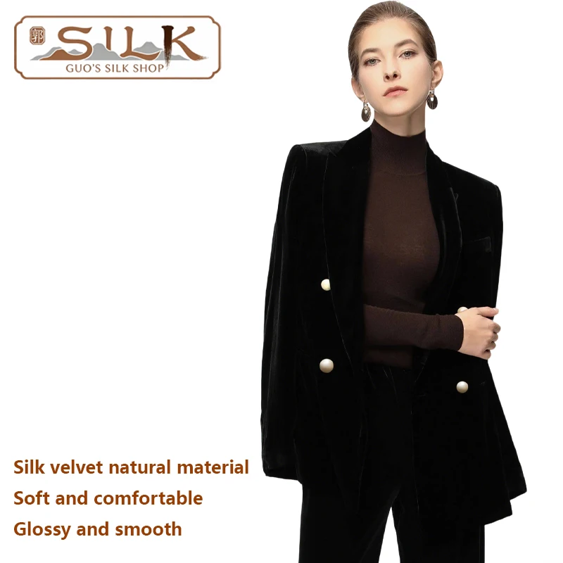 Женский костюм из 100% натурального шелка, бархата, классическое пальто с двойными пуговицами, элегантное и изящное, деловой повседневный стиль, мягкое и удобное
Женский костюм из 100% натурального шелка, бархата, классическое пальто с двойными пуговицами, элегантное и изящное, деловой повседневный стиль, мягкое и удобное