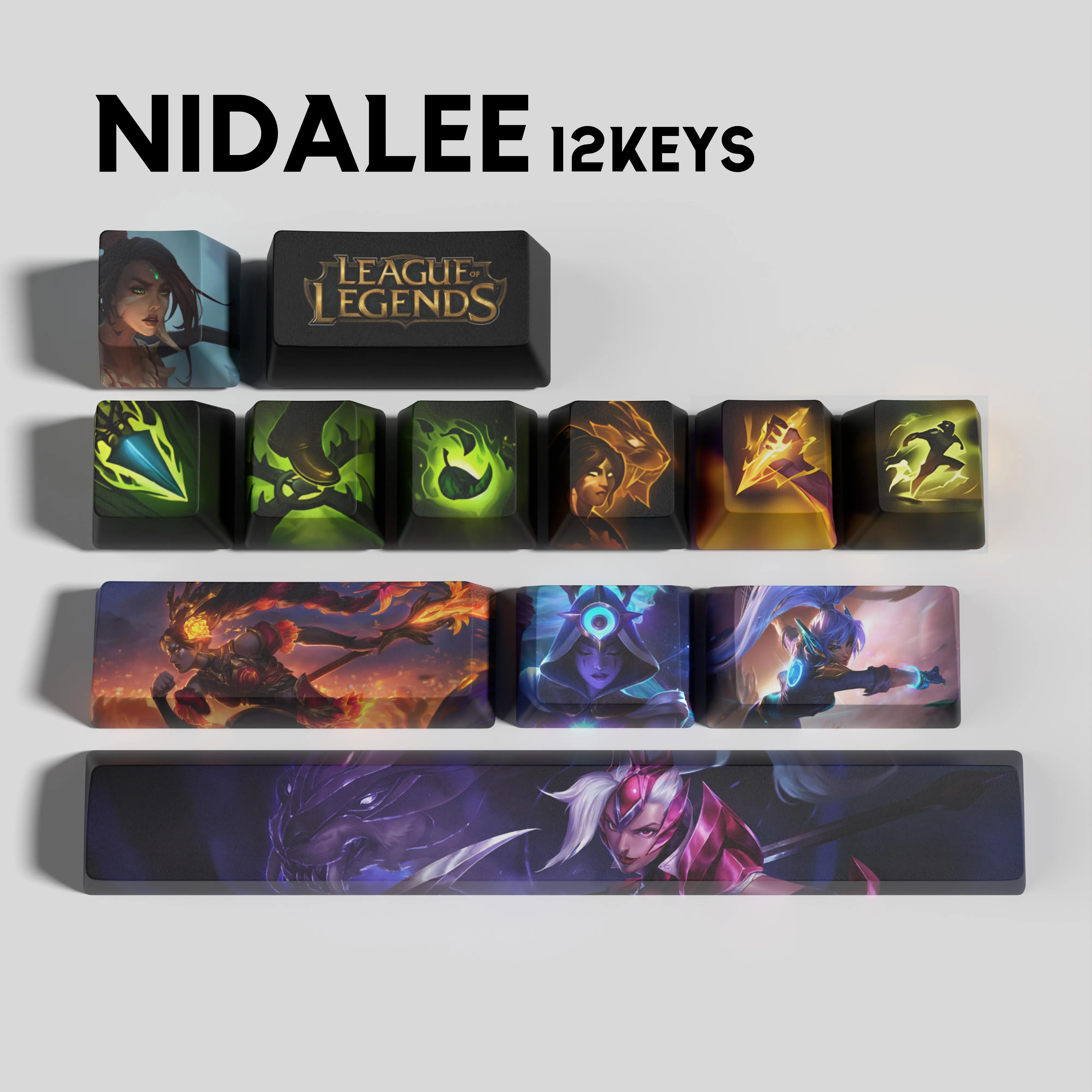 Колпачки для клавиш Nidalee, колпачки для клавиш League of Legends, игровые колпачки для клавиш, OEM-профиль, 12 клавиш, колпачки для клавиш из ПБТ с красителем
Колпачки для клавиш Nidalee, колпачки для клавиш League of Legends, игровые колпачки для клавиш, OEM-профиль, 12 клавиш, колпачки для клавиш из ПБТ с красителем