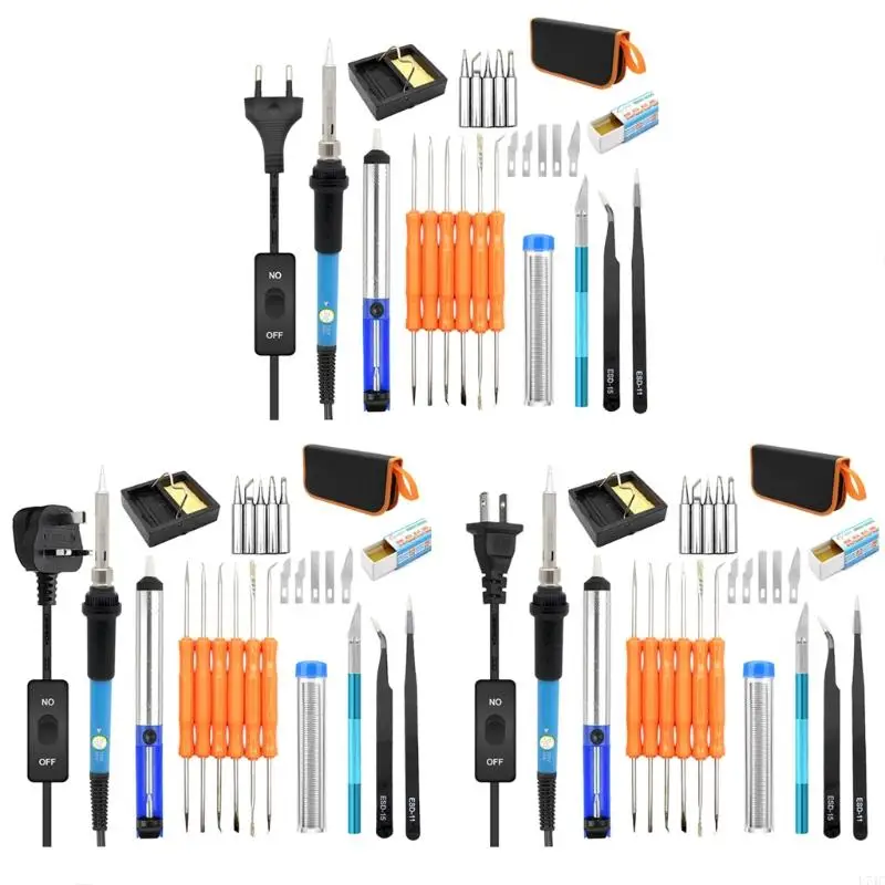 L74C Full Set 60W Heating Welding Iron Instrument Storage Bag Soldering Wire Interchangeable Tip for DIY Welding
L74C Full Set 60W Heating Welding Iron Instrument Storage Bag Soldering Wire Interchangeable Tip for DIY Welding