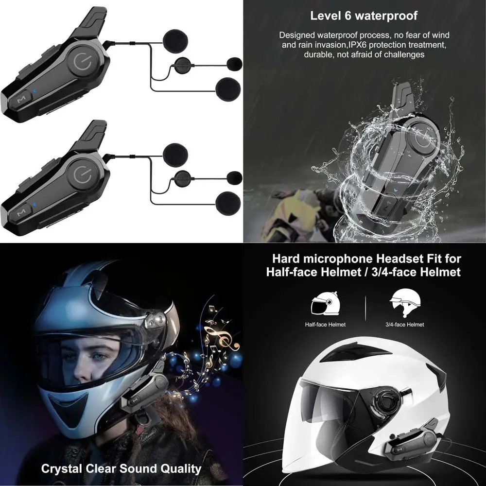 Мотоциклетная Bluetooth-гарнитура, беспроводной шлем, 2-сторонние наушники для внутренней связи 400 м с шумоподавлением CVC, стерео музыка, IPX6, Waterpr
Мотоциклетная Bluetooth-гарнитура, беспроводной шлем, 2-сторонние наушники для внутренней связи 400 м с шумоподавлением CVC, стерео музыка, IPX6, Waterpr
