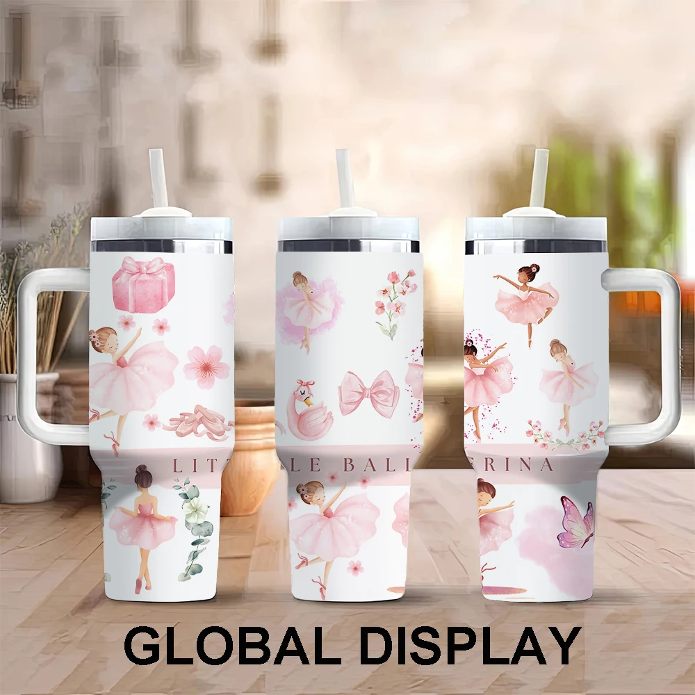 1pc Pink Ballet Style Print 40oz Stainless Steel Tumbler with Handle, Straw - Insulated Travel Mug for Hot and Cold Beverages
1pc Pink Ballet Style Print 40oz Stainless Steel Tumbler with Handle, Straw - Insulated Travel Mug for Hot and Cold Beverages