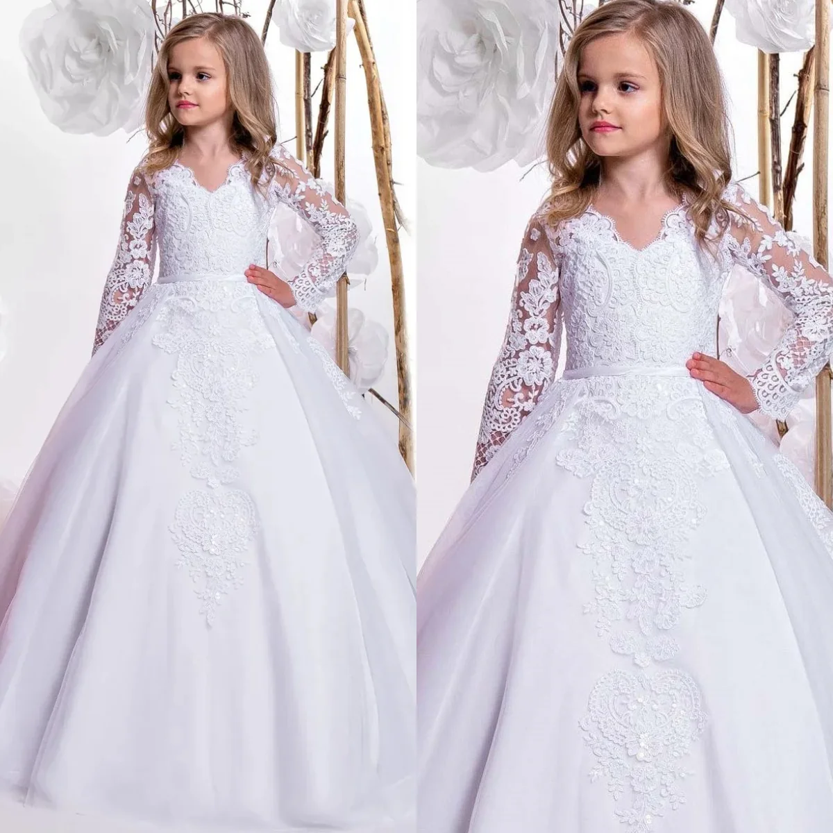 Customized White Flower Girl Dresses for Wedding Lace Appliques Princess First Communion Kids Birthday Party Ball Gowns
Customized White Flower Girl Dresses for Wedding Lace Appliques Princess First Communion Kids Birthday Party Ball Gowns