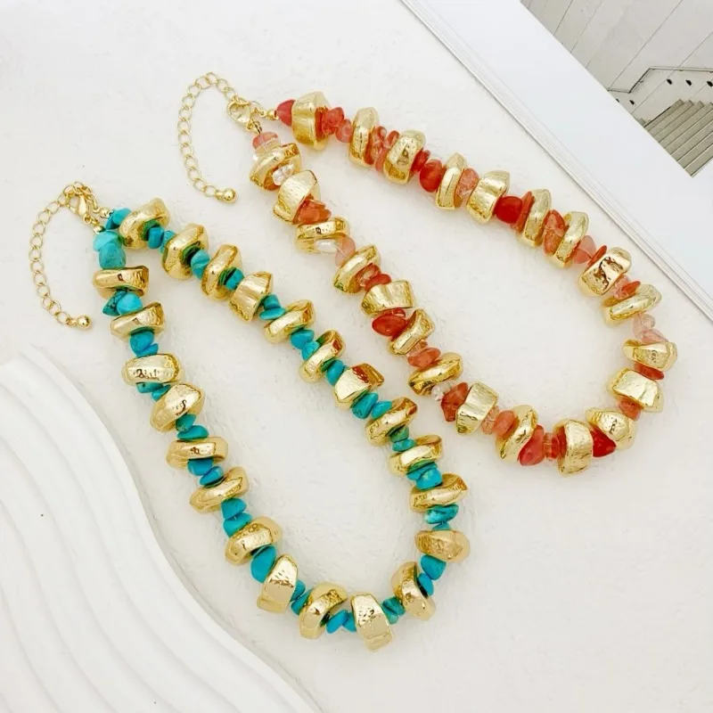 New Heavy Big Hand-made Beaded Necklace Exaggerated Bohemian Irregular Gravel Extra-shaped Clavicle Statement Necklace for Women 
New Heavy Big Hand-made Beaded Necklace Exaggerated Bohemian Irregular Gravel Extra-shaped Clavicle Statement Necklace for Women