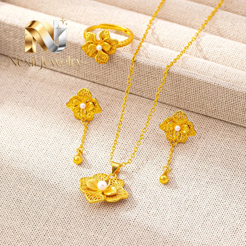 Nexil Jewelry Nexil Jewelry Luxury 24K 9999 Pure Gold real gold Women's hollow flower necklace earrings ring
Nexil Jewelry Nexil Jewelry Luxury 24K 9999 Pure Gold real gold Women's hollow flower necklace earrings ring