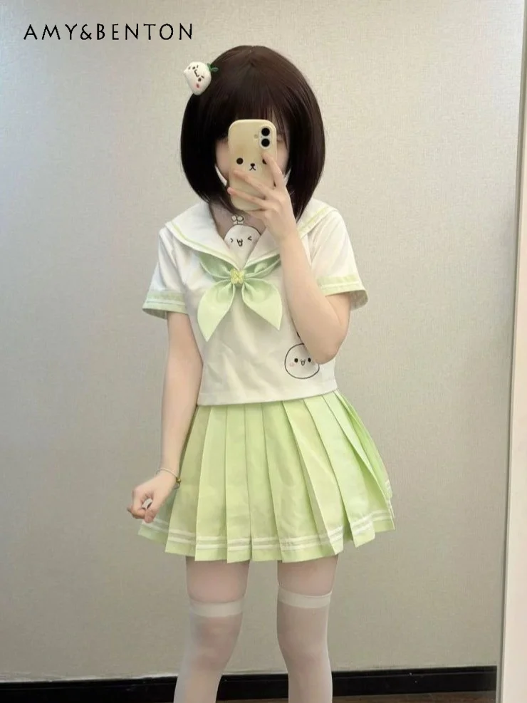 Sweet Cute Cartoon Print Jk Uniform Suit Japanese College Style Navy Collar Short-sleeved Shirt Pleated Skirt Two-piece Set
Sweet Cute Cartoon Print Jk Uniform Suit Japanese College Style Navy Collar Short-sleeved Shirt Pleated Skirt Two-piece Set