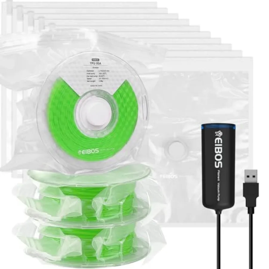 Official 3D Printer Filament Vacuum Kit Eurus, Storage Sealed Bags with USB Pump, 10 Packs Vacuum Bags for 3D Printer Filament,
Official 3D Printer Filament Vacuum Kit Eurus, Storage Sealed Bags with USB Pump, 10 Packs Vacuum Bags for 3D Printer Filament,