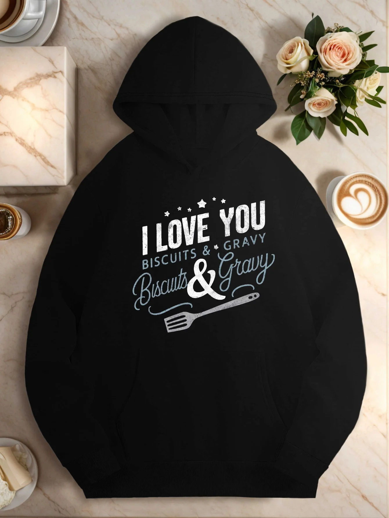 I love you like a cookie and gravy hoodie - a patterned printed pullover with a front pocket, a casual fall-winter pullover.
I love you like a cookie and gravy hoodie - a patterned printed pullover with a front pocket, a casual fall-winter pullover.