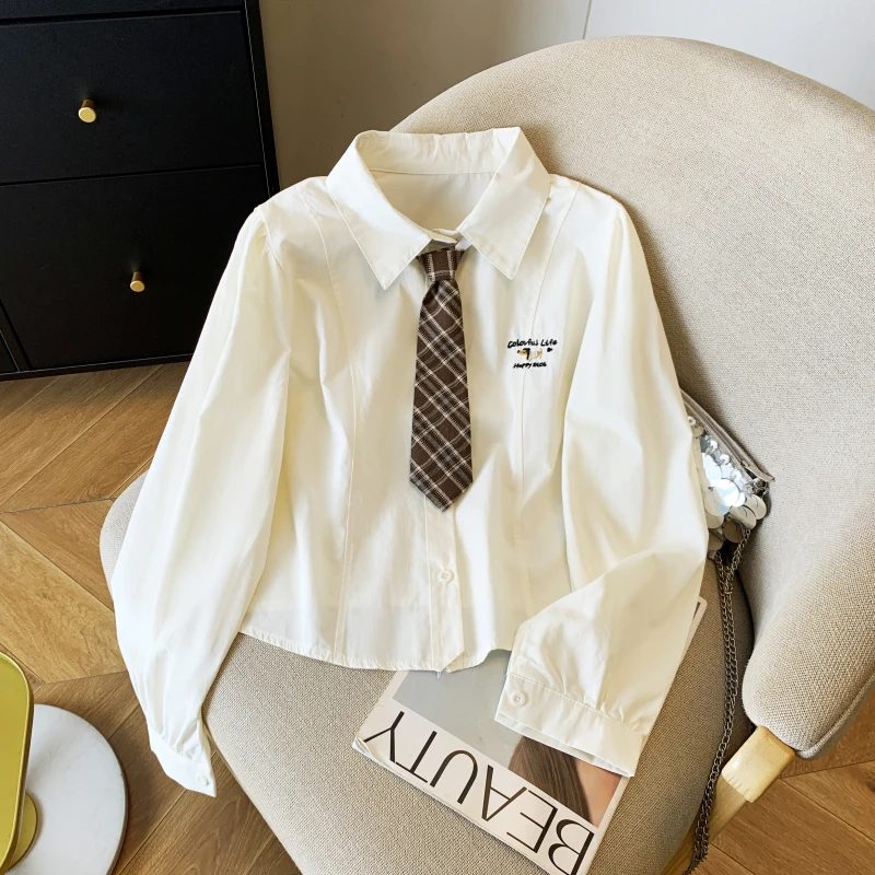 Kawaii Tie White Shirts Women Japanese Harajuku Cute Cartoon Embroidery Blouses Preppy Korean Fashion Long Sleeve Casual Tops
Kawaii Tie White Shirts Women Japanese Harajuku Cute Cartoon Embroidery Blouses Preppy Korean Fashion Long Sleeve Casual Tops