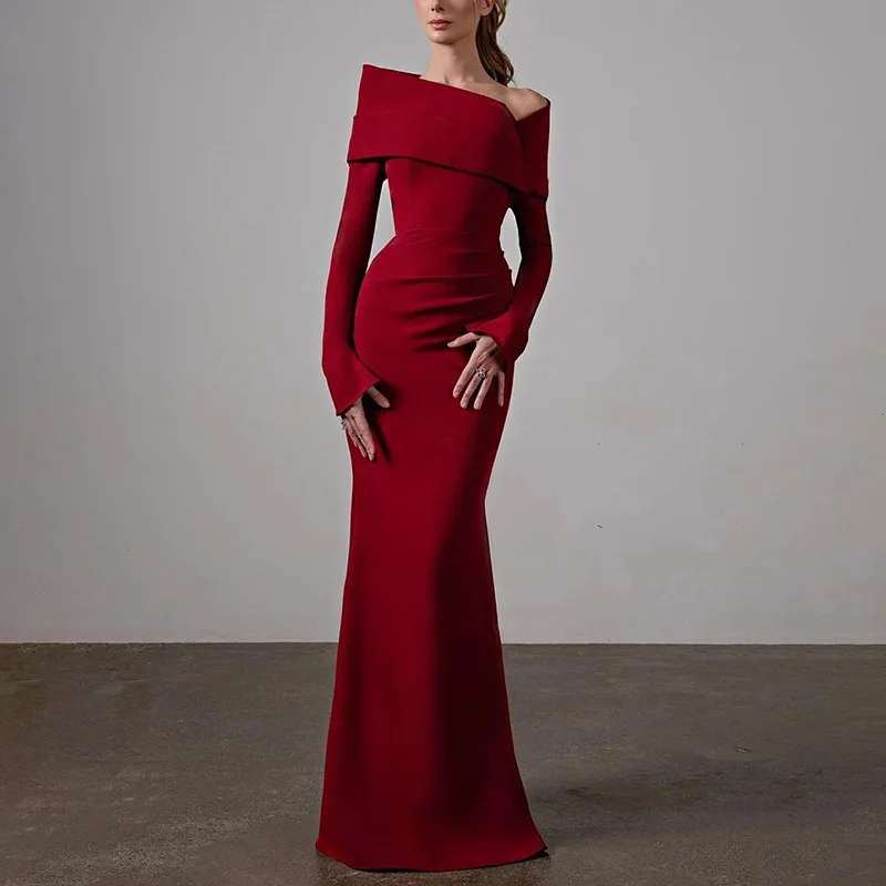 Red Vintage Off-Shoulder Maxi Dress Long Sleeve Backless High Waist Slim A-line Dresses Elegant Long Evening Gowns Spring 2026
Red Vintage Off-Shoulder Maxi Dress Long Sleeve Backless High Waist Slim A-line Dresses Elegant Long Evening Gowns Spring 2026