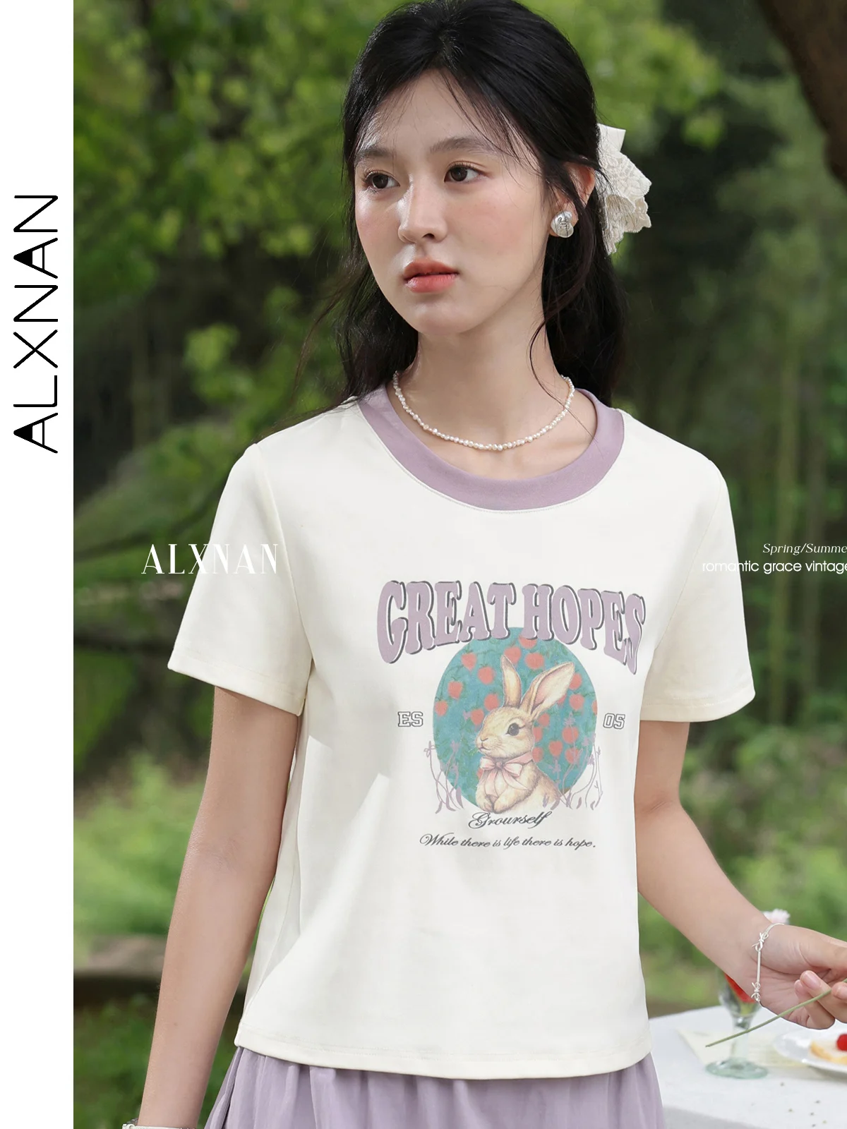 ALXNAN Women's Printed T-shirt 2025 Summer Elegant Short Sleeve T-shirt Casual Cotton Tops Ladies Korean Popular Clothes L55617
ALXNAN Women's Printed T-shirt 2025 Summer Elegant Short Sleeve T-shirt Casual Cotton Tops Ladies Korean Popular Clothes L55617