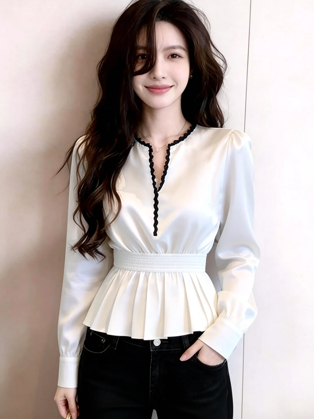Elegant Lace Waist-Cinching Women's Shirt Satin Spring Summer Beautiful Design Sensation Top Commute Style Slim Fit Long Sleeve
Elegant Lace Waist-Cinching Women's Shirt Satin Spring Summer Beautiful Design Sensation Top Commute Style Slim Fit Long Sleeve