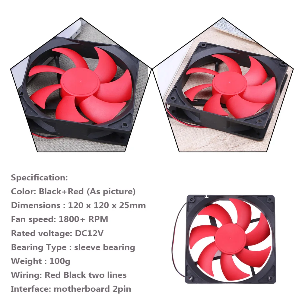 12cm 120mm DC12V 1800R 120x120x25mm 2Pin Cooling Fan for PC
12cm 120mm DC12V 1800R 120x120x25mm 2Pin Cooling Fan for PC