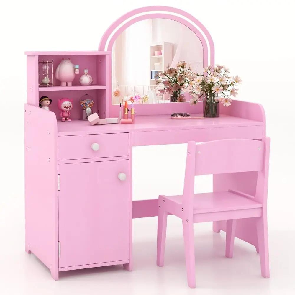 JOY Kids Vanity with Lights, Little Girls Vanity Set with Mirror and Stool and Lights, Wooden Princess Makeup Dressing Table, S
JOY Kids Vanity with Lights, Little Girls Vanity Set with Mirror and Stool and Lights, Wooden Princess Makeup Dressing Table, S