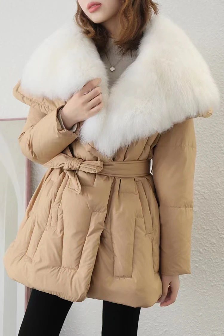 2023 Winter Warm Coats With Belt 90% White Goose Down Thick Jackets With Real Fox Fur Collar
2023 Winter Warm Coats With Belt 90% White Goose Down Thick Jackets With Real Fox Fur Collar
